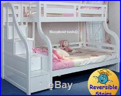 white triple bunk bed with storage