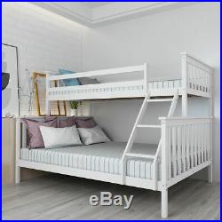 Triple Sleeper Bed  Wooden Bunk Bed Frame in White 4ft6 Trundle 3ft Upper Bed