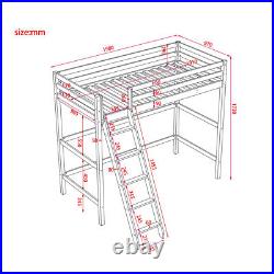 190CM Single Solid Pine Wood Loft Bed Frame High Sleeper Bunk Bed Cabin Bedstead