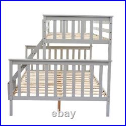 2 in 1 Bed Frame 3ft Single + 4ft6 Double Bed Frame Wooden Bunk Bed with Slats