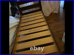 2 single wooden bed frames in good condition, with stairs for bunk beds