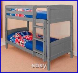 2ft6 Shorty Grey Classic Bunk Bed Splits Into 2 X Single Beds Mattress Options