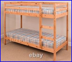 2ft6 Shorty Pine Bunk Bed Plus Memory Foam Sprung Flex Mattress Options