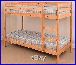 2ft6 Shorty Pine Bunk Bed With 2 X Memory Foam Sprung Mattresses