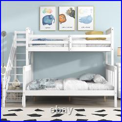3FT 4FT6 Convertible Triple Bunk Bed Pine Wooden Kids Bed Frame 90x190 135x200