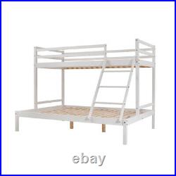 3FT / 4FT6 Triple Bunk Bed Pine Wood Kids Children Bed Frame with Stair in White