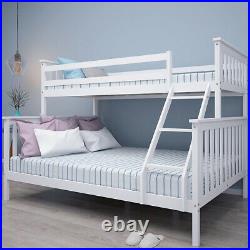 3FT 4FT6 Triple Sleeper Bunk Bed Wooden Bed Frame for Children Adults Home
