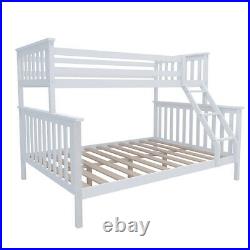3FT 4FT6 Triple Sleeper Bunk Bed Wooden Bed Frame for Children Adults Home