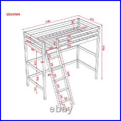 3FT Bunk Bed High Sleeper Solid Wood Bed Frame Slats Ladder Children Kids Single