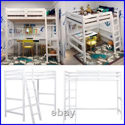 3FT Bunk Bed High Sleeper Solid Wood Bed Frame Slats Ladder Children Kids Single