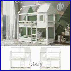 3FT Children Cabin Bed Bunk Bed Twin Sleeper Single Bed for Kids Wood White UK