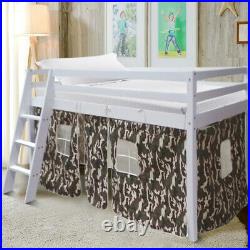 3FT Children Cabin Bed Mid Sleeper Bunk Camouflage Tent Bedroom Pine Bed Frame