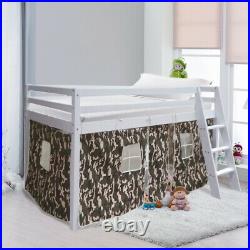 3FT Children Cabin Bed Mid Sleeper Bunk Camouflage Tent Bedroom Pine Bed Frame