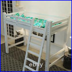 3FT High Sleeper Cabin Bed Adult Kid Loft Bed Wooden Bunk Bed Frame Ladder White