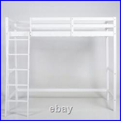 3FT High Sleeper Cabin Bed Adult Kid Loft Bed Wooden Bunk Bed Frame Ladder White
