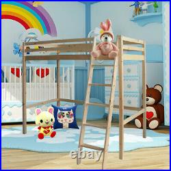 3FT High Tall Sleeper Cabin Bunk Bed +Ladder Kids Solid Wooden Pine Bedroom Loft