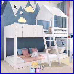 3FT Kids Wooden Bunk Bed Loft Bed Treehouse Mid Sleeper Cabin Bed White QD