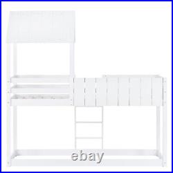 3FT Kids Wooden Bunk Bed Loft Bed Treehouse Mid Sleeper Cabin Bed White QD