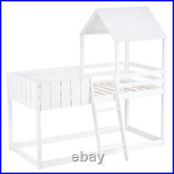 3FT Kids Wooden Bunk Bed Loft Bed Treehouse Mid Sleeper Cabin Bed White QD