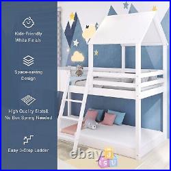 3FT Kids Wooden Bunk Bed Loft Bed Treehouse Mid Sleeper Cabin Bed White QD