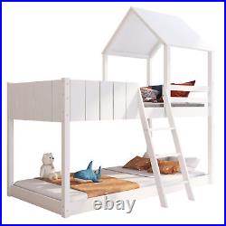 3FT Kids Wooden Bunk Bed Loft Bed Treehouse Mid Sleeper Cabin Bed White QD