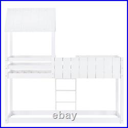 3FT Kids Wooden Bunk Bed Loft Bed Treehouse Mid Sleeper Cabin Bed White QS