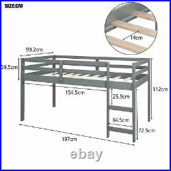 3FT Pine Wood Loft Bed Frame Children with Desk, Cabinet Bookcase Ladder Bunk Bed