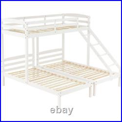 3FT Pine Wooden Bunk Bed Triple Sleeper with Side Ladder for Children and Teens