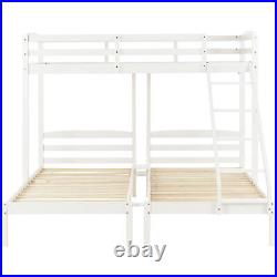 3FT Pine Wooden Bunk Bed Triple Sleeper with Side Ladder for Children and Teens