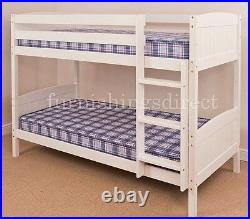3FT SINGLE CLASSIC WHITE BUNK BED & 2 x SPRUNG FLEX MATTRESSES