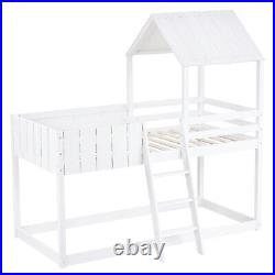 3FT Single Bed Frames Wooden Treehouse Single Bunk Bed Kids Sleeper House Canopy