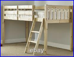 3FT Single Cabin Bed Solid Pine HEAVY DUTY Mid Sleeper Bed (EB27)