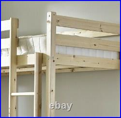 3FT Single High Sleeper Solid Pine HEAVY DUTY Loft Bunk Bed (EB26)