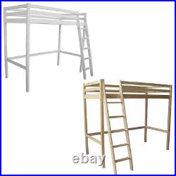 3FT Single Kids Bunk Bed High Sleeper Wood Pine Cabin Bed w Ladder&Storage Space