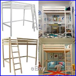 3FT Single Loft Bed High Sleeper Cabin Bed Wooden Bunk Bedding Frame with Ladder