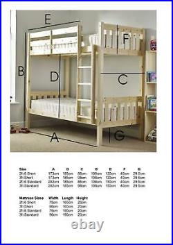 3FT Single Size Solid Pine HEAVY DUTY Bunk Bed Wooden Frame (EB25)