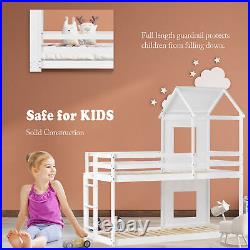 3FT Single Treehouse Bed Wooden Frame Bunk Bed Cabin Kids Children Sleeper White