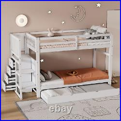 3FT Single Triple Bunk Bed Wooden Bunk Beds With Ladder Triple Sleeper for Kids