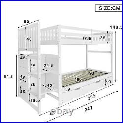 3FT Single Triple Bunk Bed Wooden Bunk Beds With Ladder Triple Sleeper for Kids