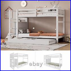 3FT Single Triple Bunk Bed Wooden Bunk Beds With Ladder Triple Sleeper for Kids