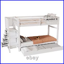 3FT Single Triple Bunk Bed Wooden Bunk Beds With Ladder Triple Sleeper for Kids