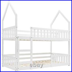 3FT Single Wooden Double Bunk Bed Frame High Sleepe Kids Children 90x190cm White