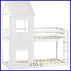 3FT Treehouse Bunk Bed Cabin Double Wooden Bed Frame Kids Sleeper 90x190 White