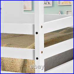 3FT Treehouse Bunk Bed Cabin Double Wooden Bed Frame Kids Sleeper 90x190 White