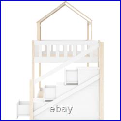 3FT Treehouse Bunk bed Cabin Bed Frame Mid-Sleeper with Storage Ladder 90x190 cm