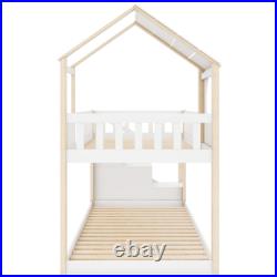 3FT Treehouse Bunk bed Cabin Bed Frame Mid-Sleeper with Storage Ladder 90x190 cm