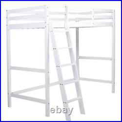 3FT White Wooden High Sleeper Bed Ladder Desk Pine Bed Frame Cabin Loft Space UK