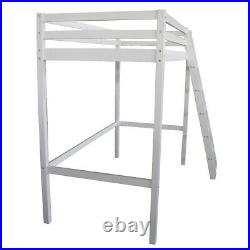 3FT White Wooden Single Bed High Sleeper Cabin Bunk Bed Frame Student Bedstead