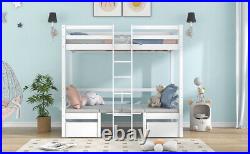 3FT Wooden Bed Frame Bunk Beds Loft Bed Multifunctional Table and Sofas White