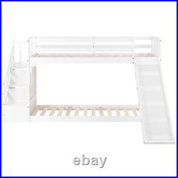 3FT Wooden Bunk Bed Kids High Sleeper with Slide and Ladder Loft Cabin Bed White